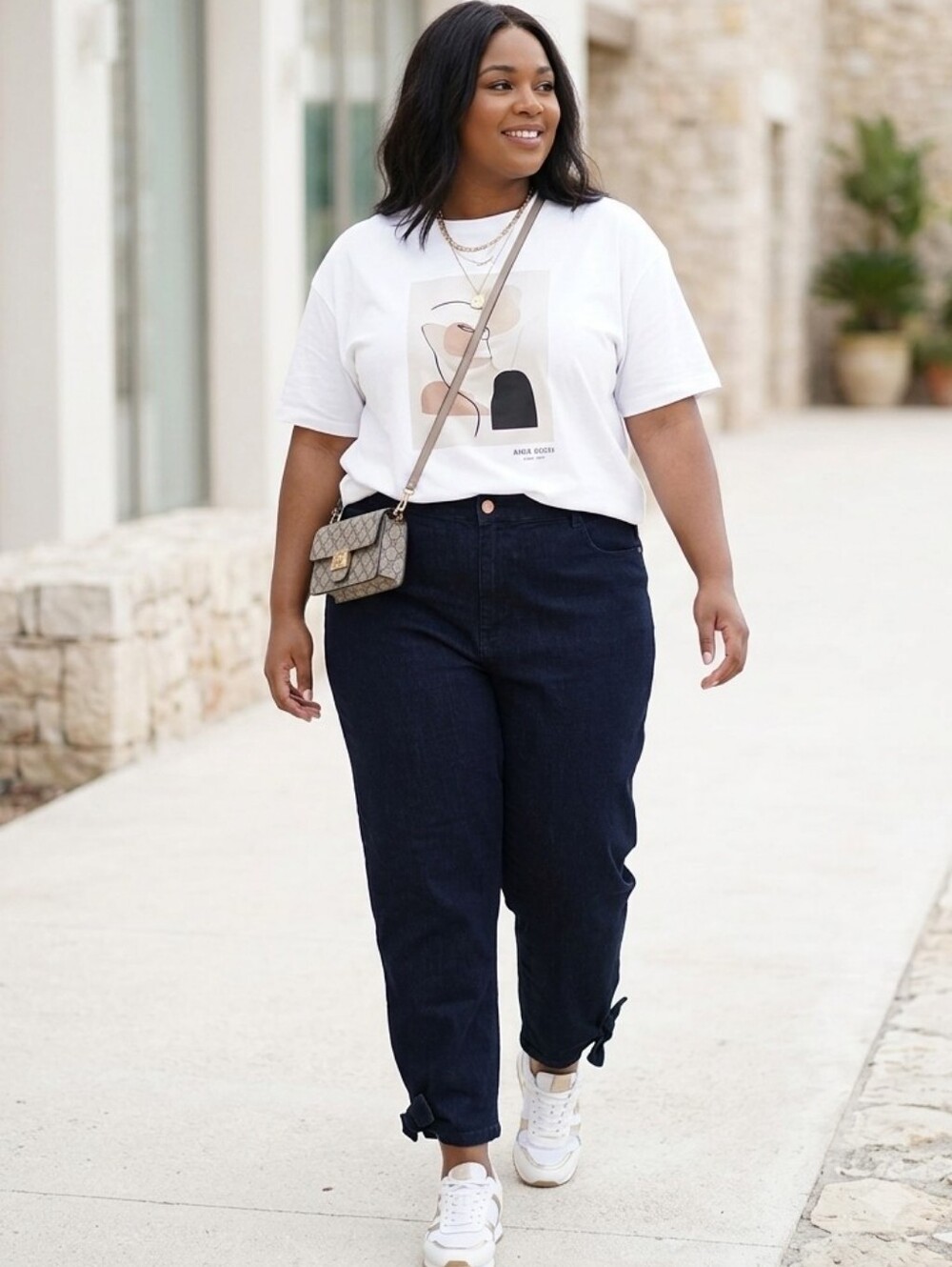 Plus-Size💙High-rise Boyfriend Jeans with Ankle Tie in Dark Indigo LNWOT Sz 24W